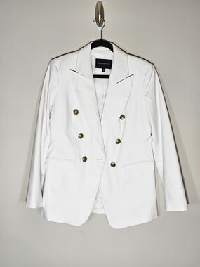 Banana Republic White Double-Breasted Blazer